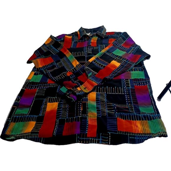 NWOT Vtg 80s Men's Panhandle Slim Colorful Western Button Down Shirt XL 17-17.5 - Picture 3 of 15